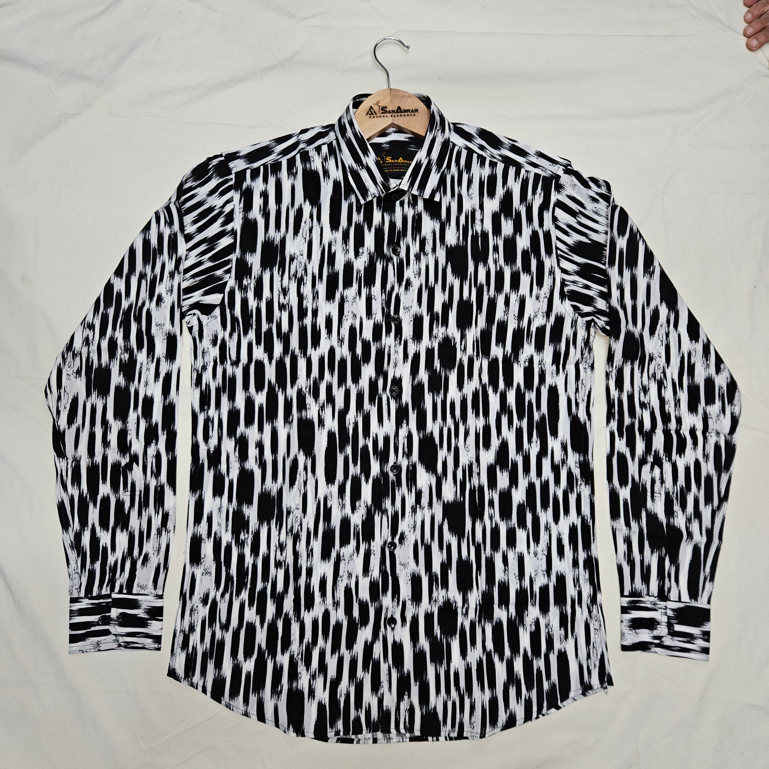 EID Collection Premium Full Sleeve Shirt (Black n White Stripe)