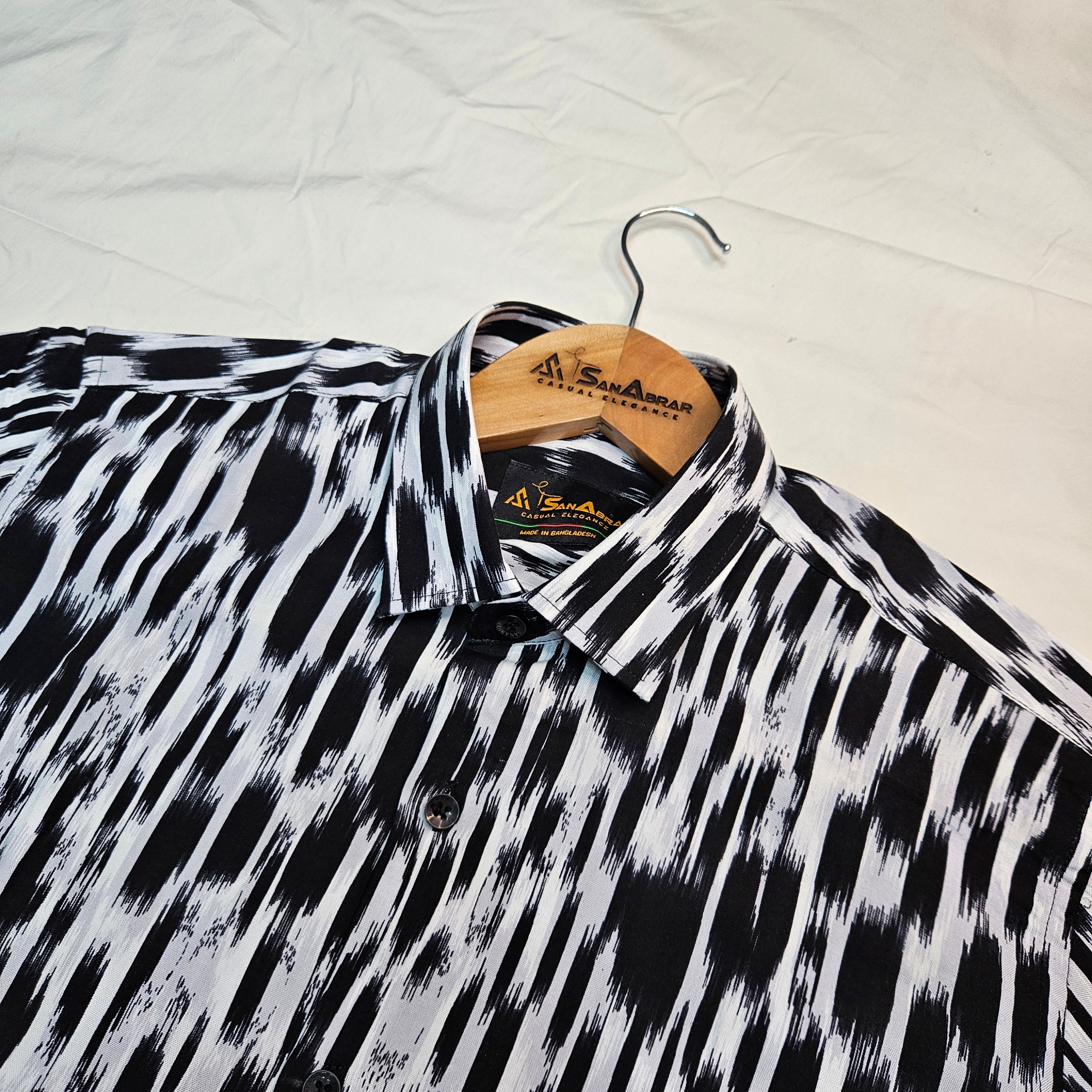 EID Collection Premium Full Sleeve Shirt (Black n White Stripe)
