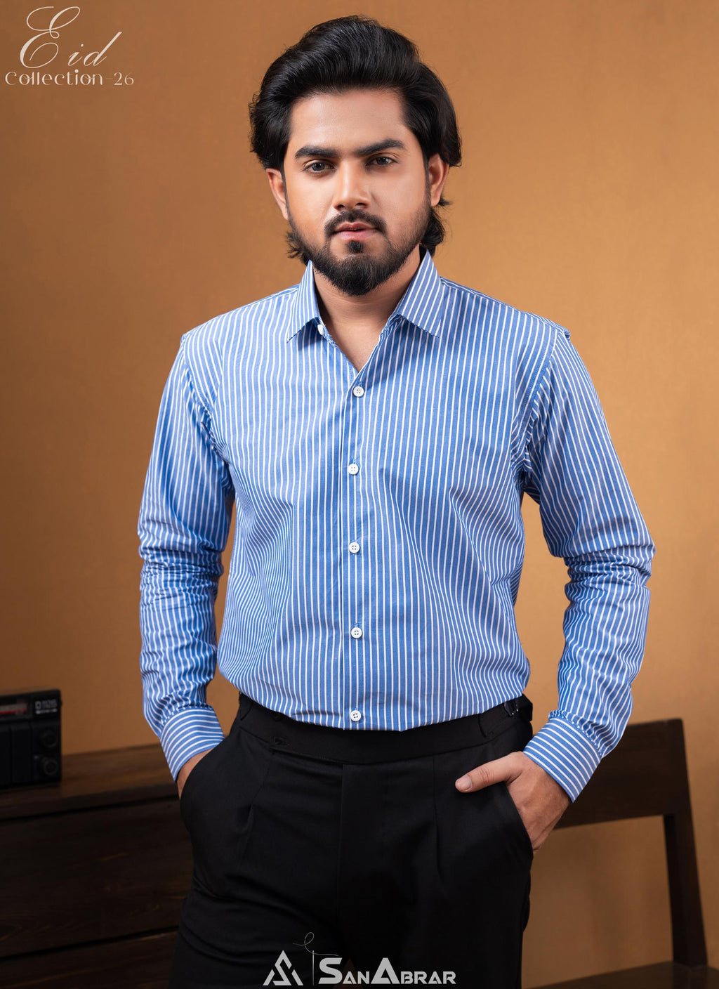 EID Collection Premium Full Sleeve Shirt Blue Stripe