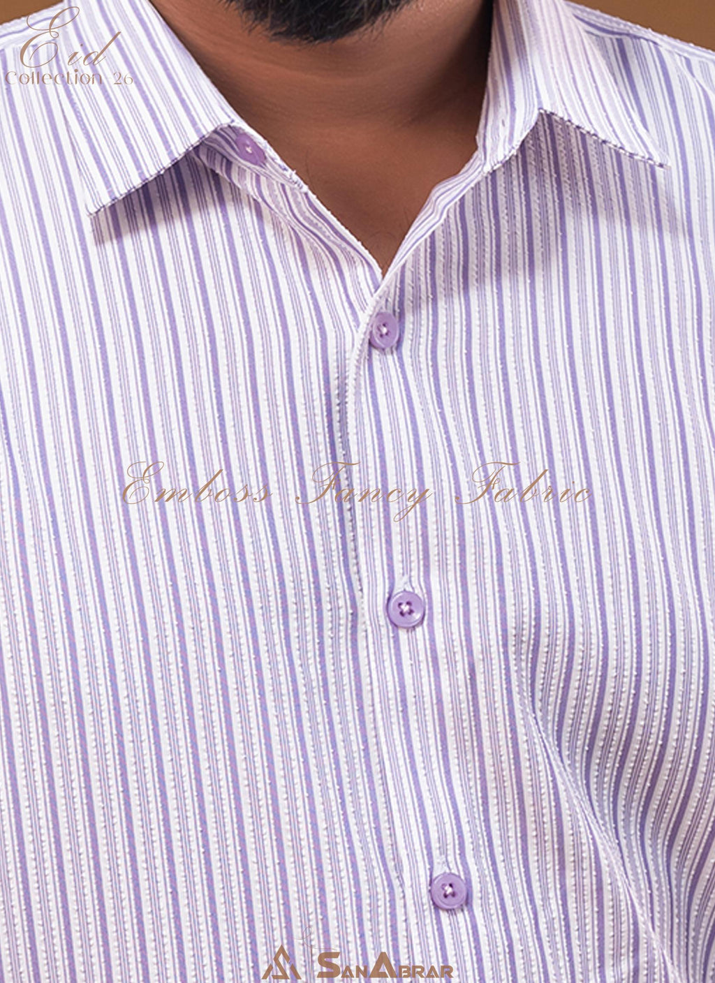 EID Collection Premium Full Sleeve Shirt Light Purple Stripe