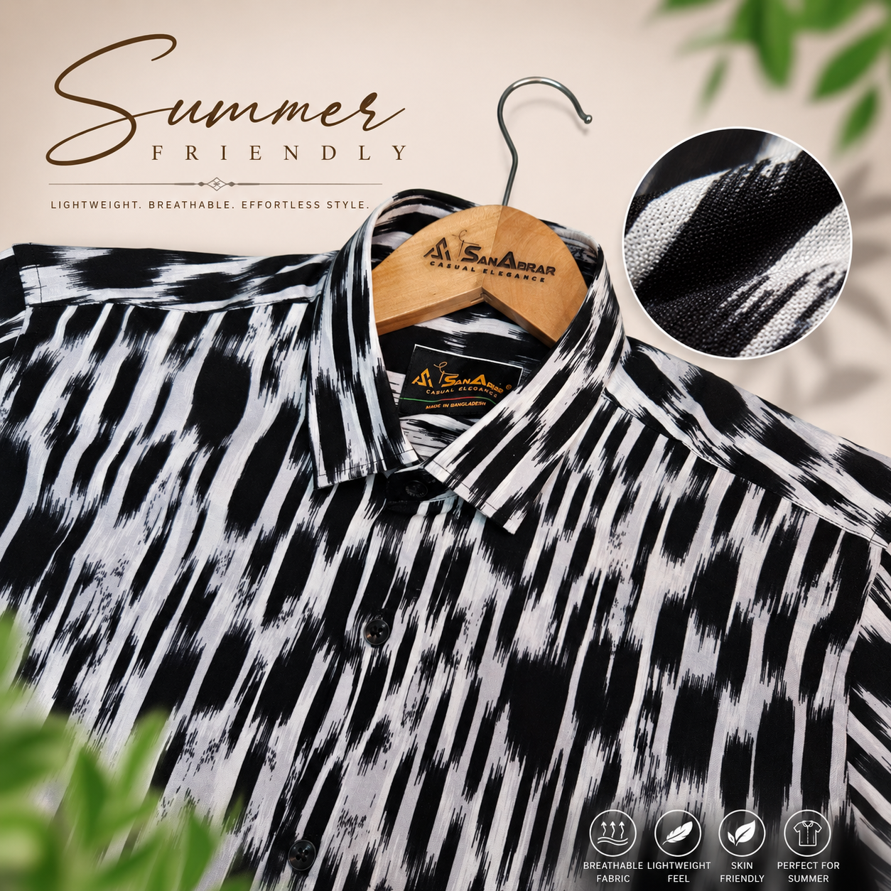 EID Collection Premium Full Sleeve Shirt (Black n White Stripe)